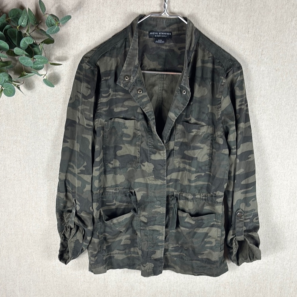 Social Standard by Sanctuary > Green Camouflage Tencel Jacket Small